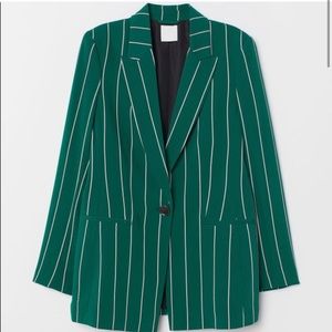 H&M • Green Striped Blazer BRAND NEW